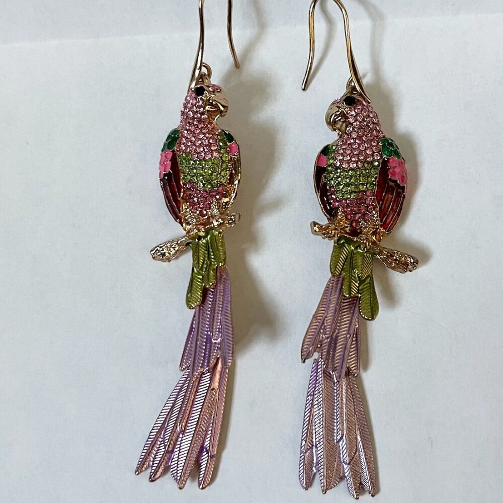 Rhinestone Bird Earrings